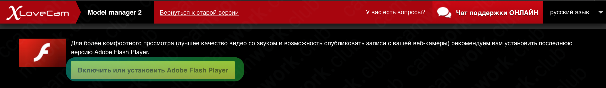 Обязательно активируйте Flash Player!